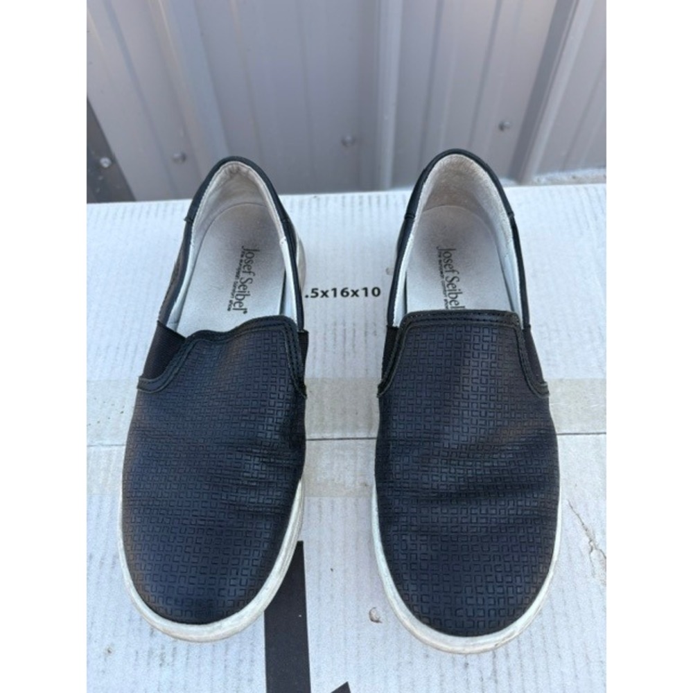 Josef Seibel Mens Black Leather Textured Slip On Sneakers 23962 Size 38